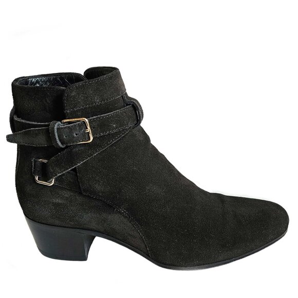 SAINT LAURENT BLACK SUEDE BLAKE JODHPUR ANKLE BOOTS (35) - Picture 5 of 11